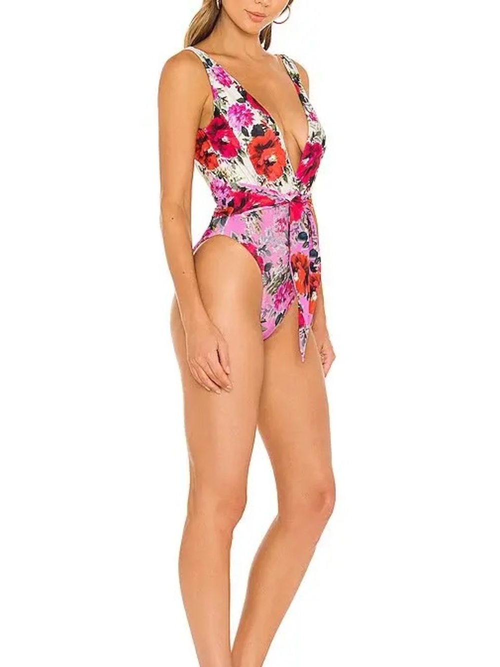 PQ Swim Pink Floral Tie-Waist One-Piece Swimsuit